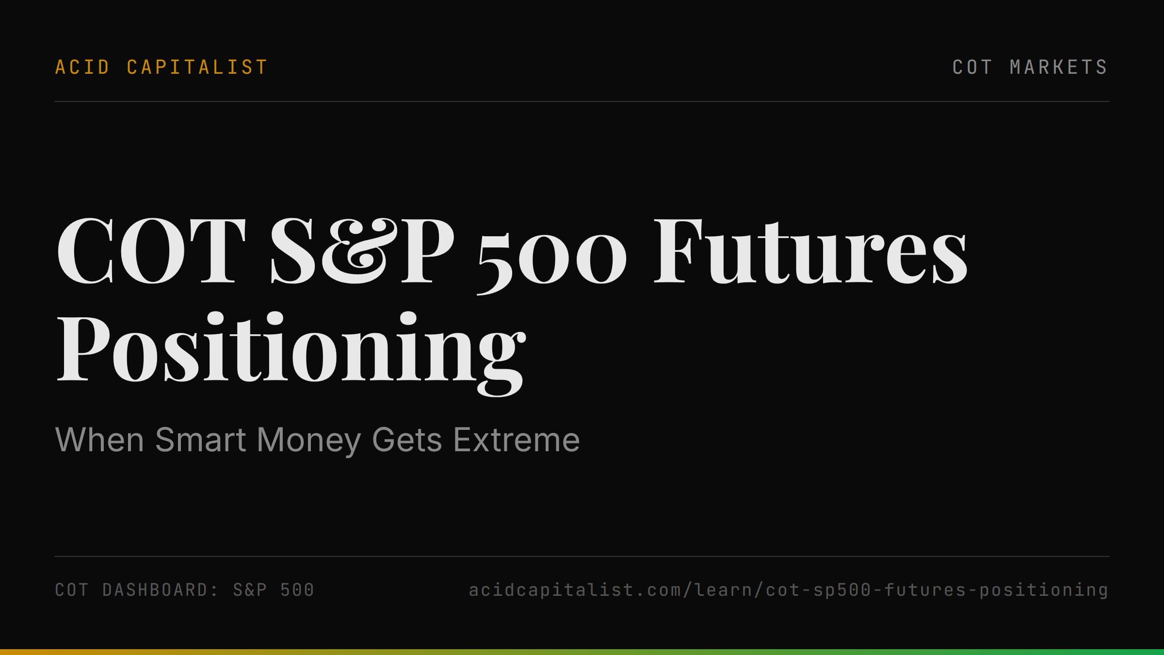 COT S&P 500 Futures Positioning: When Smart Money Gets Extreme