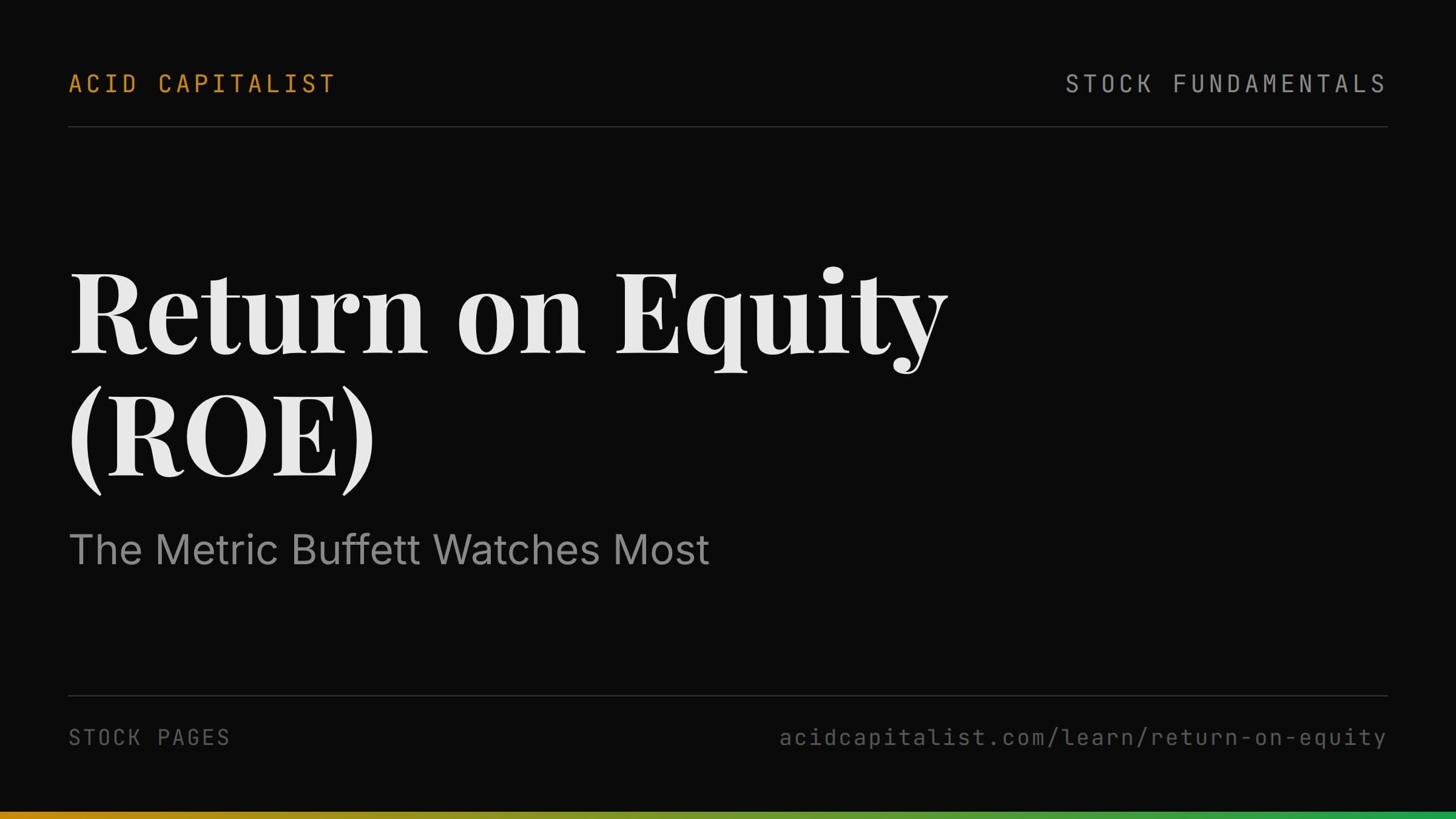 Return on Equity (ROE): The Metric Buffett Watches Most